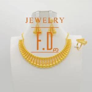 Saudi 24k plated gold jewelry 3pcs
