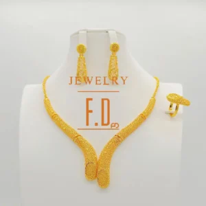 Saudi 24k plated gold jewelry 3pcs