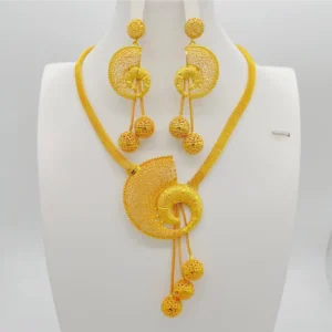 Saudi 24k plated gold jewelry 3pcs