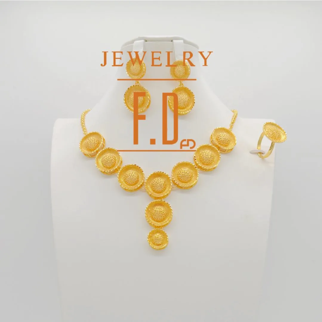 Saudi 24k plated gold jewelry 3pcs